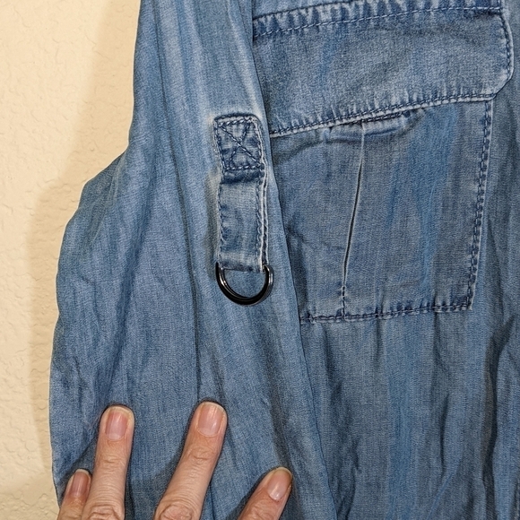 WHBM Chambray Casual Lightweight Button Down Collared Shacket Top - Picture 4 of 5